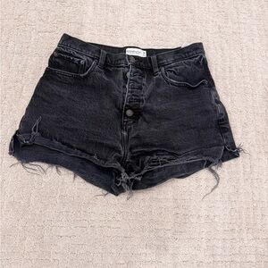 Curve Love Mom Short High-Rise Distressed Black Denim Shorts